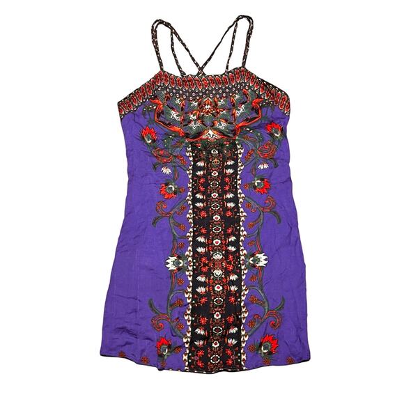 ECOTE Anthropologie Purple bohemian India print sleeveless strappy top size S - Picture 1 of 6